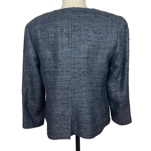 Eileen Fisher Open Blazer Jacket Womens 6 Black Silver Slubby Lined - Picture 8 of 11